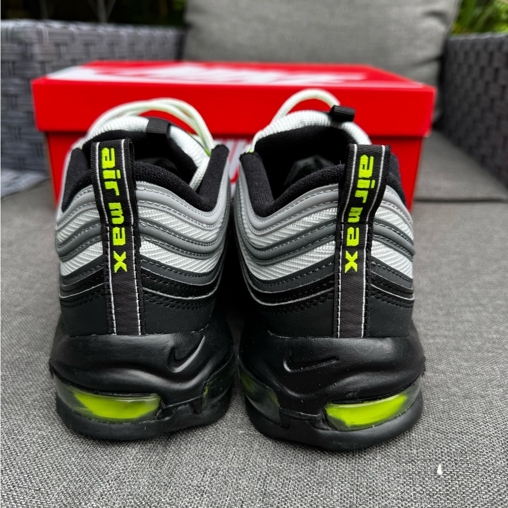 Nike Air Max 97 Sneakers - Gray, Black & Neon Yellow - Picture 6 of 7